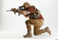 Whole Body Weapons-Rifle Man Pose with machine rifle White Army Athletic Bearded Studio photo references